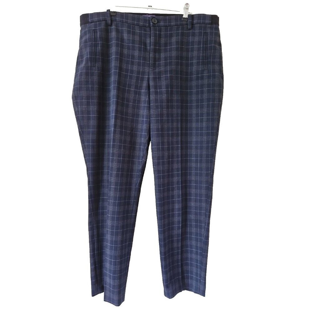 NYDJ Ankle Sz 14 Black Green Plaid Pants Lift Tuck Pull On Capsule Office Casual